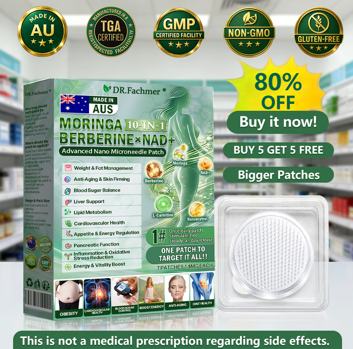 🧑‍⚕️𝑶𝒇𝒇𝒊𝒄𝒊𝒂𝒍 𝑺𝒕𝒐𝒓𝒆  |🔥 DR.Fachmer®  𝑴𝒐𝒓𝒊𝒏𝒈𝗮 · 𝗕𝗲𝗿𝗯𝗲𝗿𝙞𝙣𝙚 × 𝙉𝘼𝐃+ 𝟏𝟎-𝐢𝐧-𝟏 𝗔𝗱𝘃𝗮𝗻𝗰𝙚𝙙 𝙉𝙖𝙣𝙤 𝙈𝙞𝙘𝙧𝙤𝙣𝙚𝙚𝐝𝐥𝐞 𝐏𝐚𝐭𝙘𝙝 (𝐉𝐮𝐬𝐭 𝐨𝐧𝐜𝐞 𝐚 𝐝𝐚𝐲, 𝐯𝐢𝐬𝐢𝐛𝐥𝐞 𝐜𝐡𝐚𝐧𝐠𝐞𝐬 𝐢𝐧 𝟕 𝐝𝐚𝐲𝐬） ✅ 𝐅𝐨𝐫 𝐨𝐛𝐞𝐬𝐢𝐭𝐲, 𝐜𝐚𝐫𝐝𝐢𝐨𝐯𝐚𝐬𝐜𝐮𝐥𝐚𝐫 𝐡𝐞𝐚𝐥𝐭𝐡, 𝐝𝐢𝐚𝐛𝐞𝐭𝐞𝐬, 𝐬𝐥𝐞𝐞𝐩 𝐚𝐩𝐧𝐞𝐚, 𝐆𝐮𝐭 𝐇𝐞𝐚𝐥𝐭𝐡, 𝐣𝐨𝐢𝐧𝐭 𝐢𝐬𝐬𝐮𝐞𝐬, 𝐚𝐧𝐝 𝐦𝐨𝐫𝐞