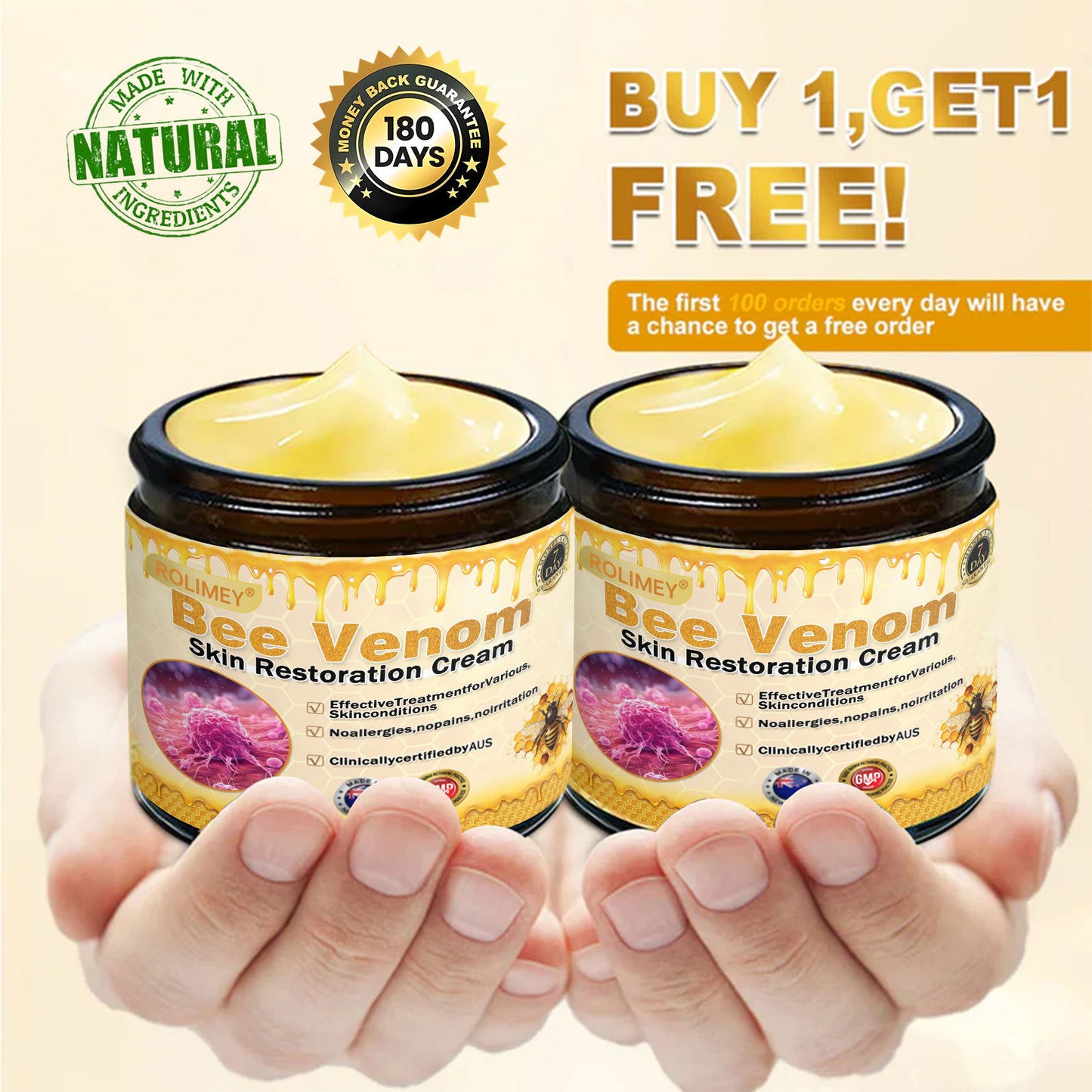 🍇Made and Shipped from Australia✨✨ : Rolimey® Bee venom Pro Comprehensive Cream — 🔥Limited Time 80% OFF🔥