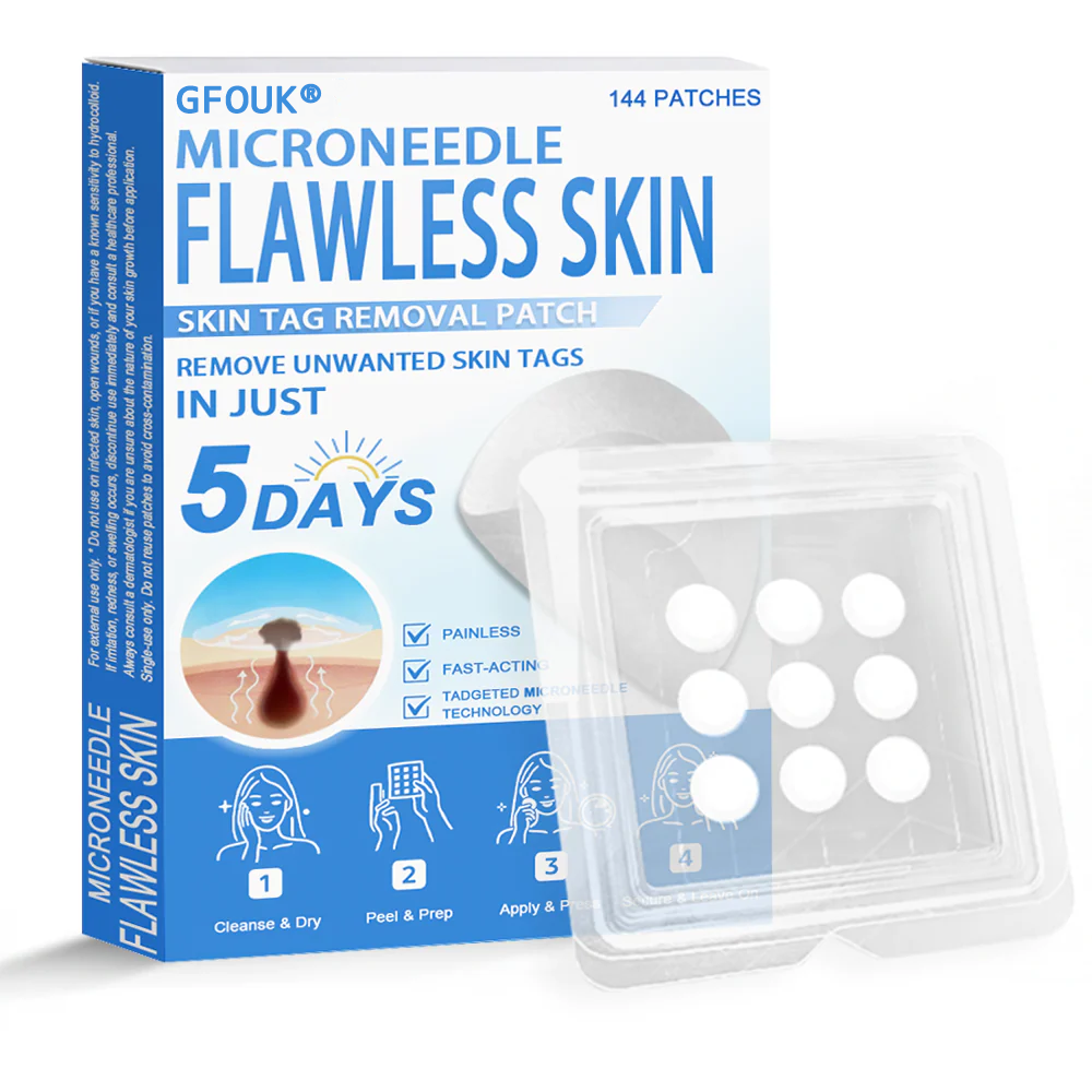 ✨ GFOUK® 2-in-1 Microneedle & Hydrocolloid Patch | Raised Moles,Acne,  Flat Warts & Skin Tags Remover | Improves Wrinkles, Scars & Blemishes | Invisible Pimple Patches for Face & Body | 144 Count
