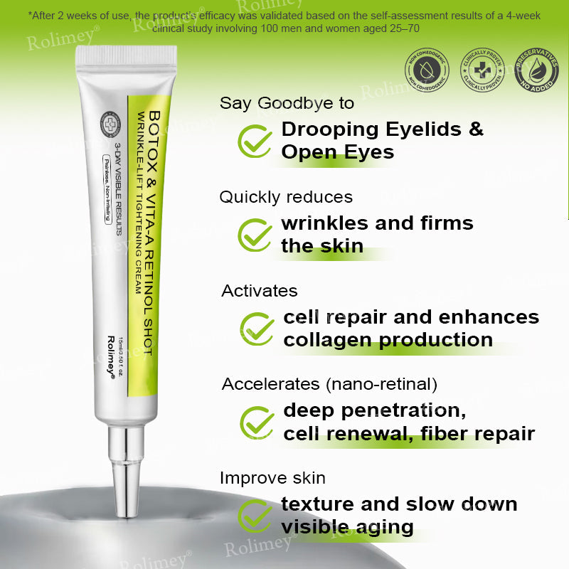 🍈Made and shipped from Australia 💫Rolimey® Botox & Vita-A Retinol Shot Wrinkle-Lift Tightening cream - Last Day Promotion 70% OFF