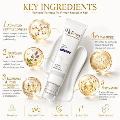 🎁Made and shipped from Australia 💫Rolimey® Collagen Fullerene Cream, Rolimey Collagen Cream with Collagen Peptides, 2026 New Tighten & Lift Cream for Crepey Skin, Wrinkles and Tightening for Skin Types