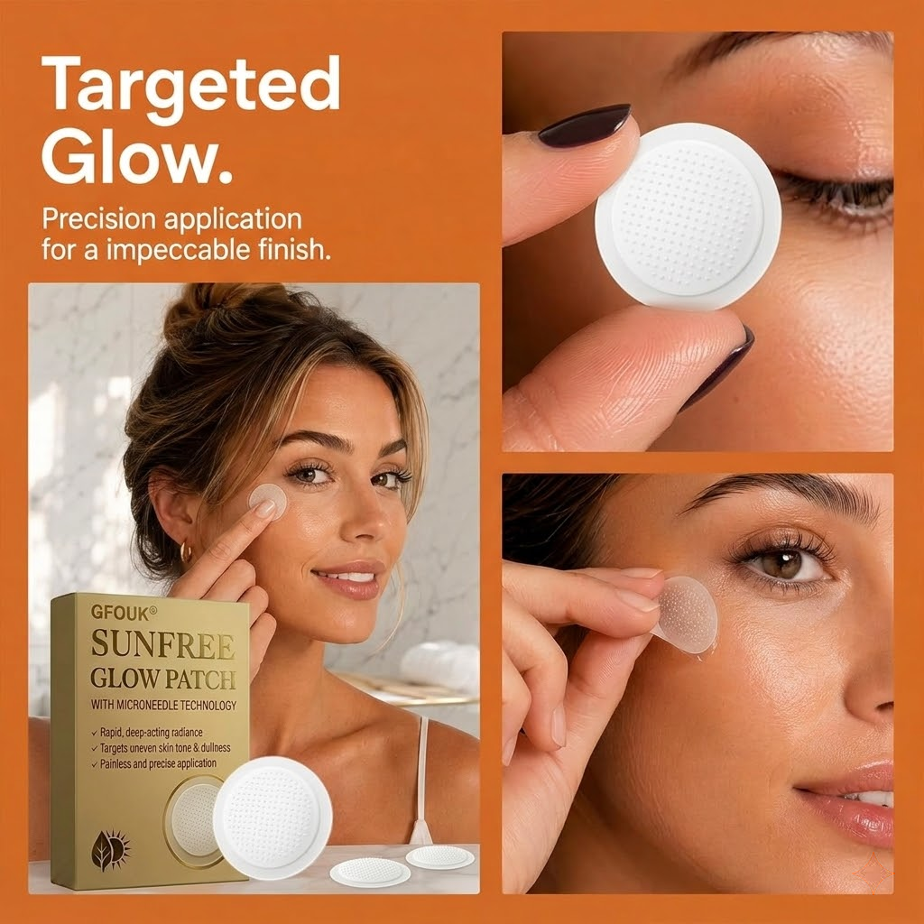 🏖️Sun Free Glow Patches, GFOUK® Sun Free Glow Tanning Microdarts Patch, Tanning Patches for Face & Body Deep Hydration & Golden Bronze - Gentle Formula Suitable for All Skin Types